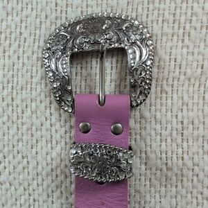 Nocona Women's Belt S Pink Rhinestone Studded Bling Western Cowgirl Leather 26"